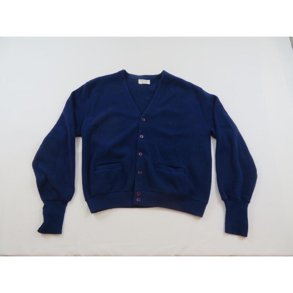 Munsingwear Golf Sweater, Dark Blue Button Up, V-Neck Sz XL 1970s